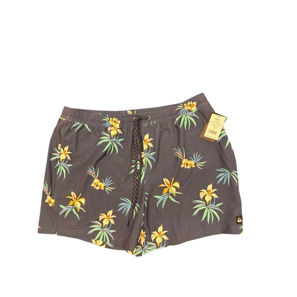 Quiksilver Other - Quiksilver Mens Tropical Floral Swim Trunks Navy Blue Yellow 2XL QSM15VL049 NWT
